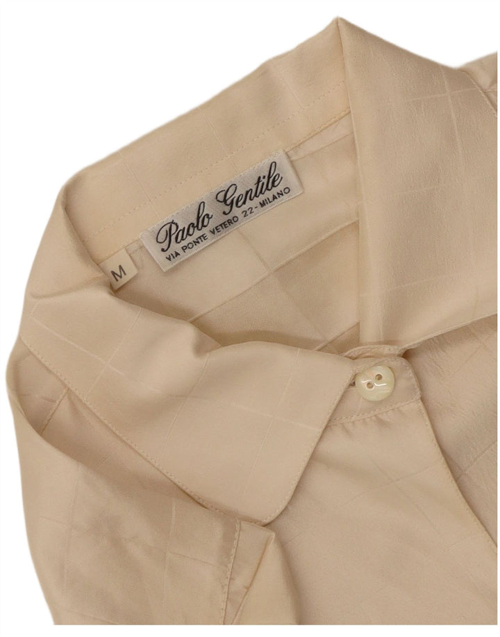 Vintage Damen Hemdbluse UK 14 Medium Beige Karo