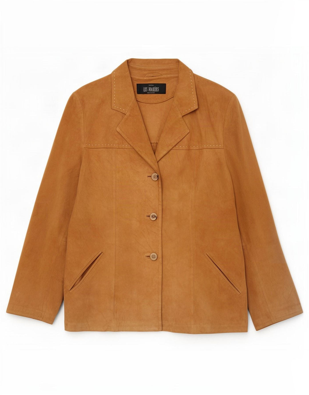 Les Marees Damen Wildlederjacke IT 44 Mittelbeiges Leder
