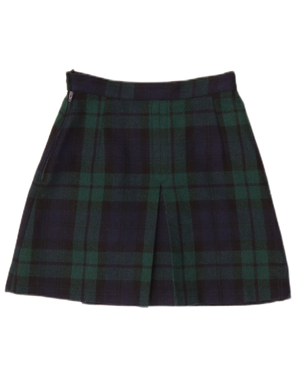 Benetton Damen Minirock IT 40 Small W26 Grün kariertes Acryl
