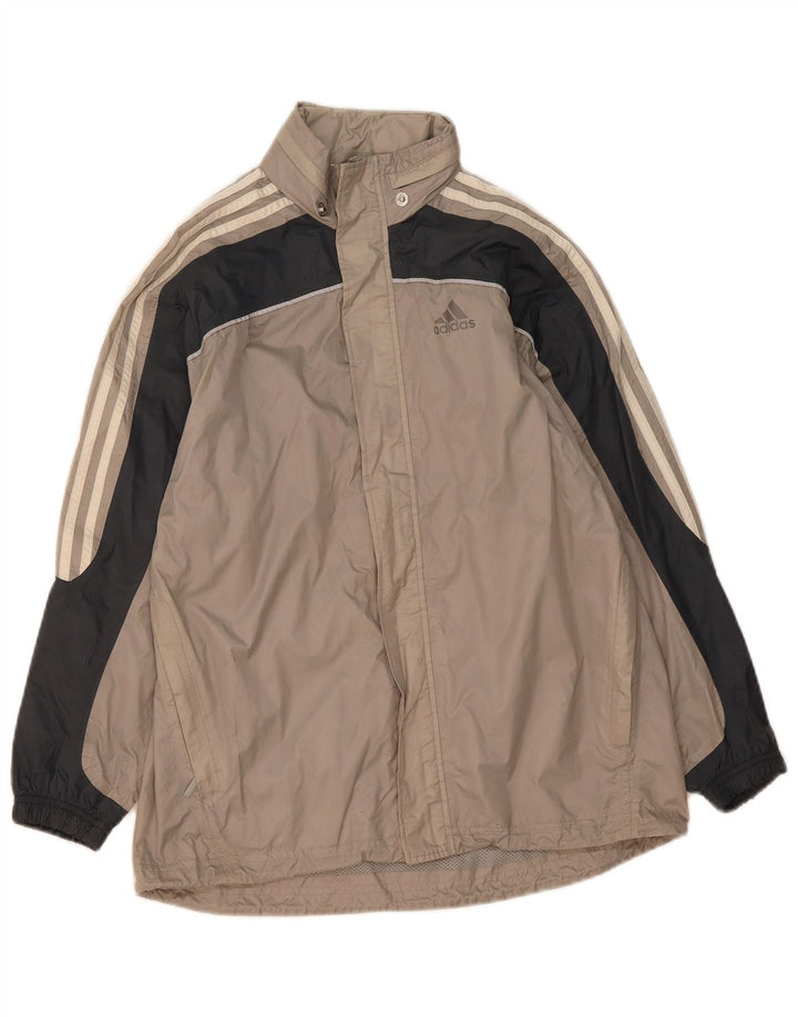 ADIDAS Boys Rain Jacket 11-12 Years Beige Colourblock Polyamide
