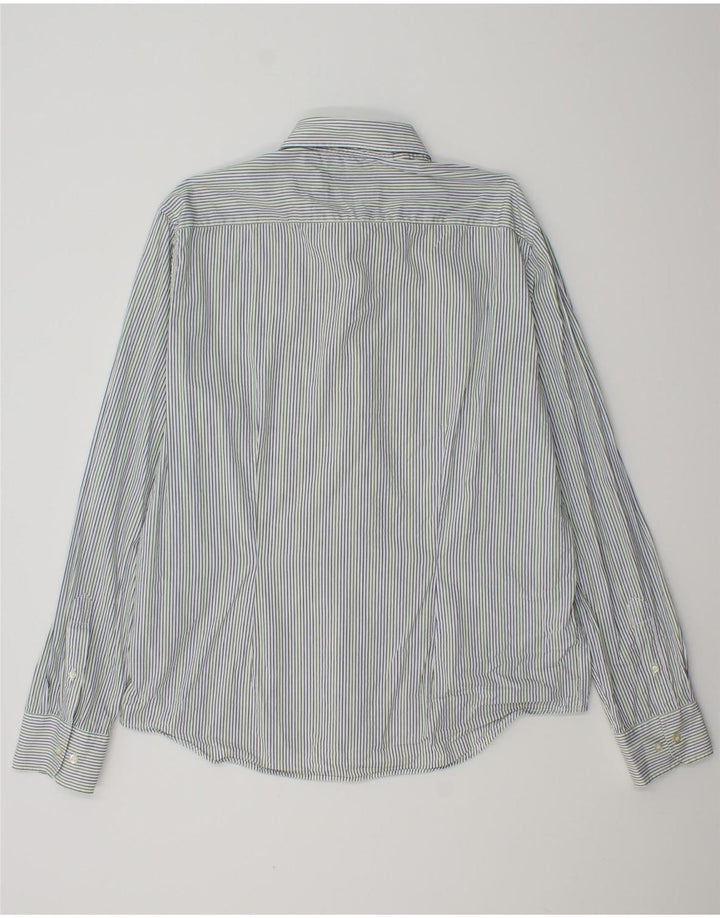 FRED PERRY Herren-Slim-Fit-Hemd 2XL, blaue Nadelstreifen-Baumwolle