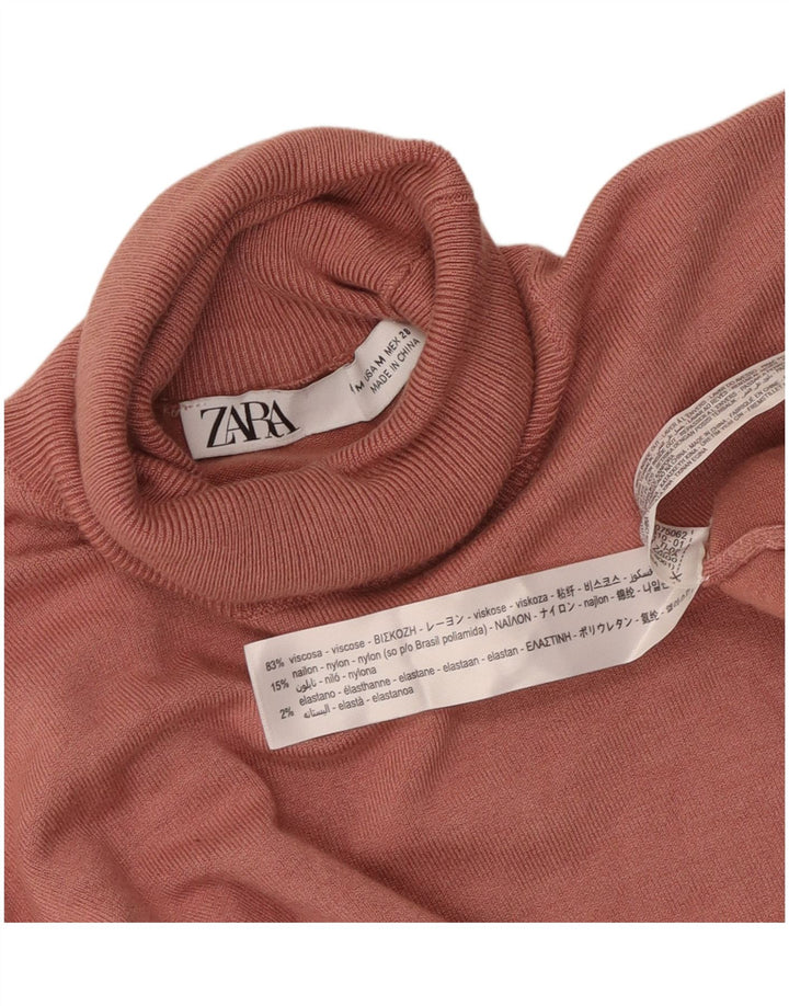 Rollkragenpullover für Damen von Zara, Gr. 12, mittelrosa, Viskose