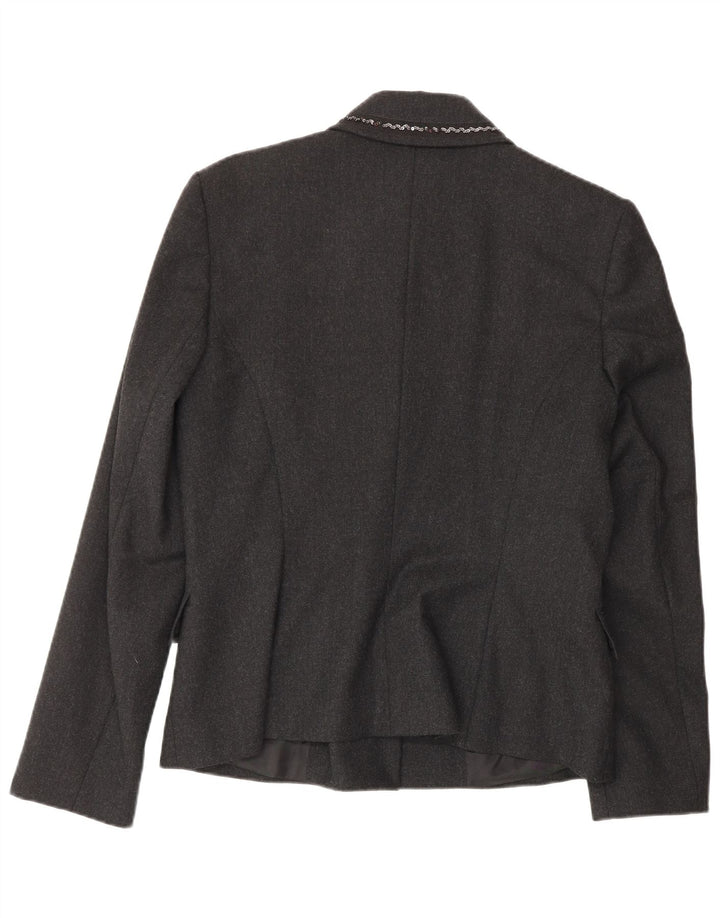 PIU & PIU Womens Double Breasted Blazer Jacket IT 46 Large Grey Wool