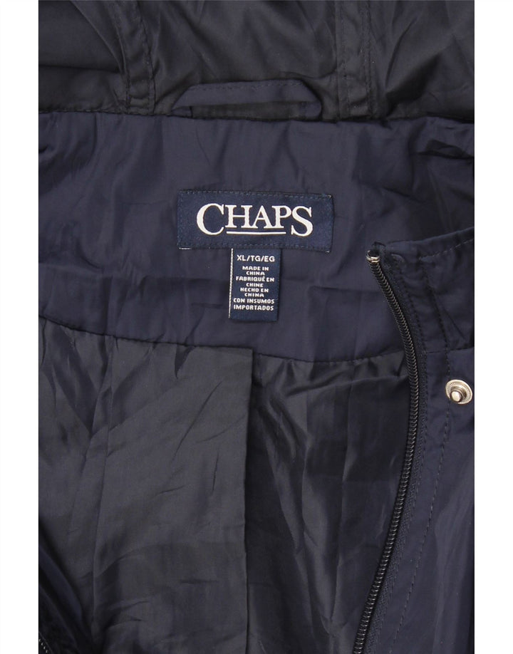 CHAPS Womens Hooded Rain Jacket UK 18 XL Navy Blue Polyester Vintage Chaps and Second-Hand Chaps from Messina Hembry 