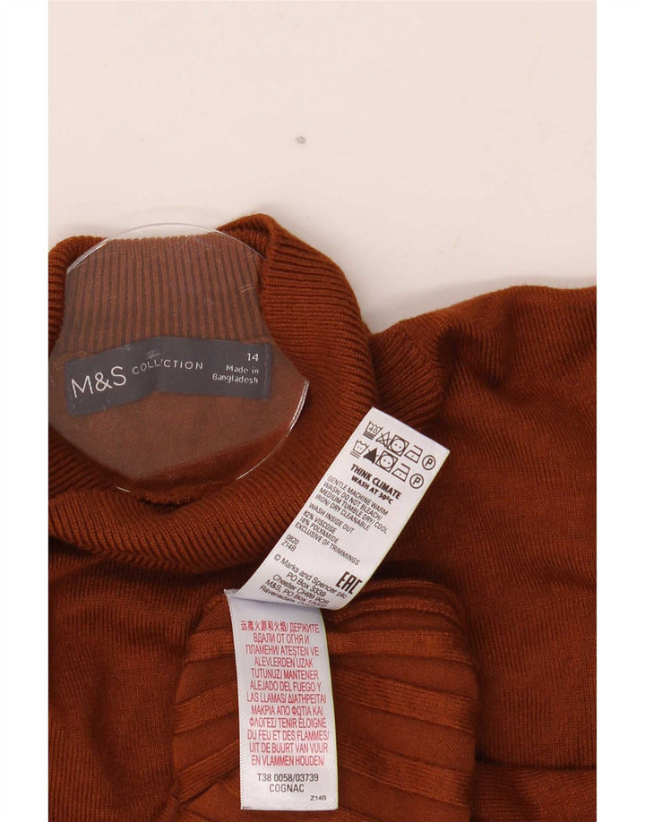 Marks & Spencer Damen-Pullover mit Rollkragen, Gr. 14, Braun, Viskose