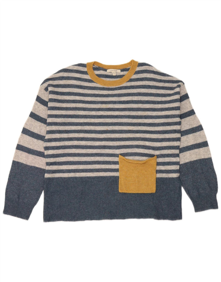 White Stuff Damen-Pullover mit Rundhalsausschnitt, Gr. 10, klein, blau gestreift