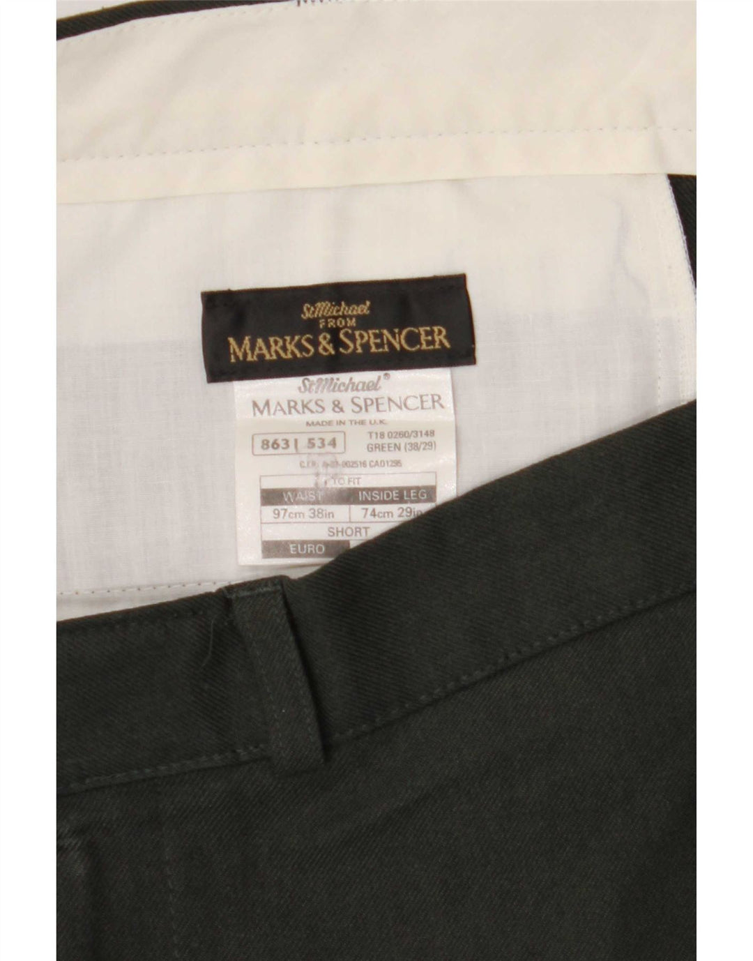 Gerade Herren-Chinohose von Marks & Spencer, W38, L29, grün, Polyester
