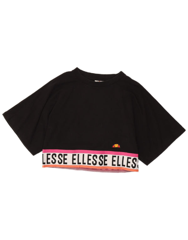 Ellesse Womens Heritage Graphic T-Shirt Top UK 10 Small Schwarz Colourblock