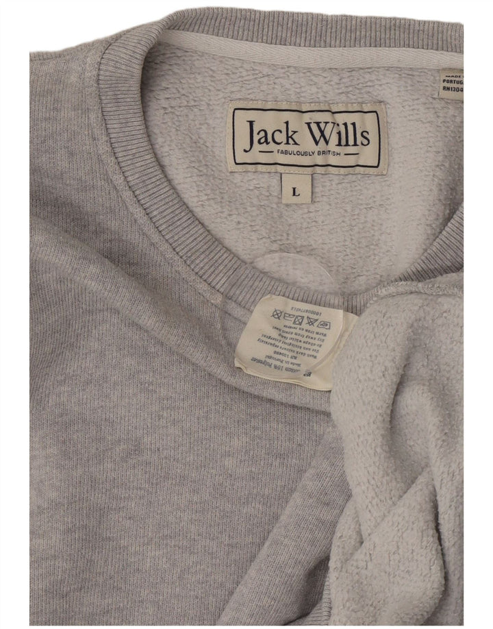 Jack Wills Herren-Sweatshirt, Pullover, Größe L, Grau, Baumwolle