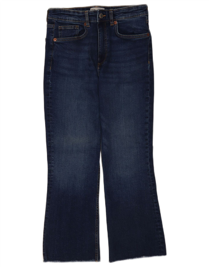 Zara Damen Crop Flared Jeans EU 40 Medium W30 L25 Marineblau