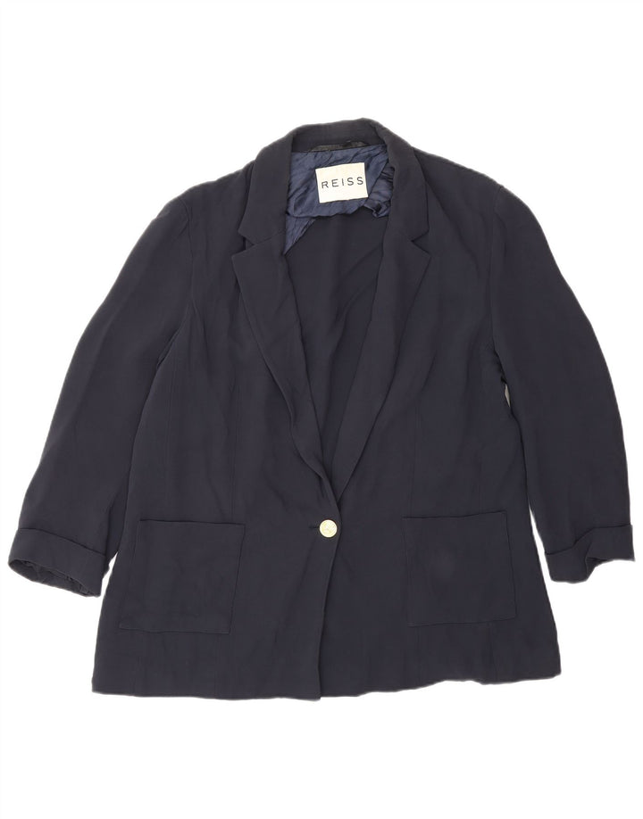 Reiss Damen-Blazerjacke mit 3/4-Ärmeln und 1 Knopf, Gr. 40, Marineblau
