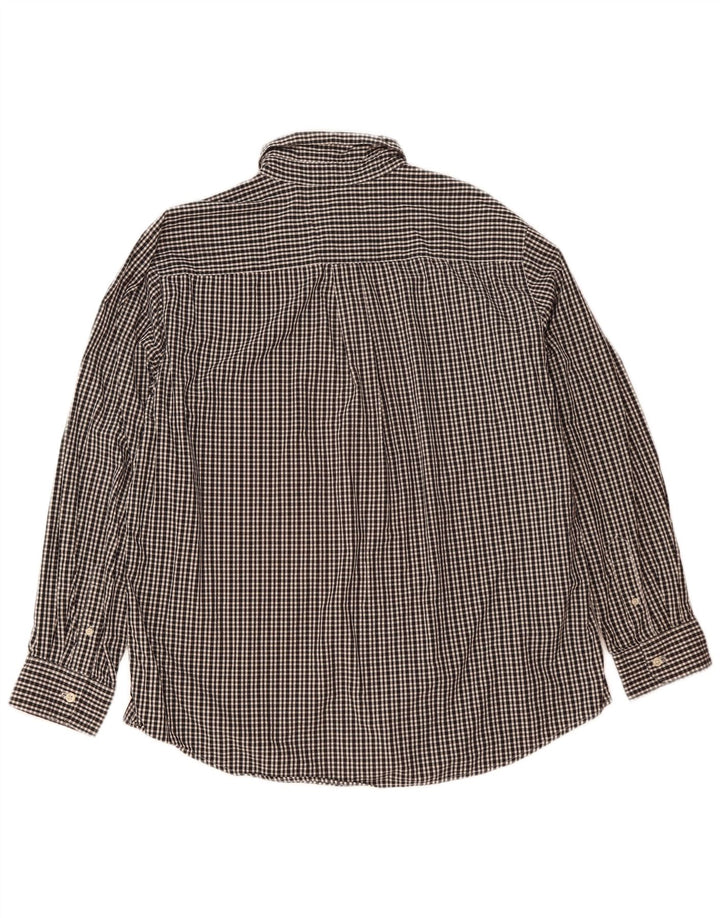 Chaps Herrenhemd XL, schwarze Gingham-Baumwolle