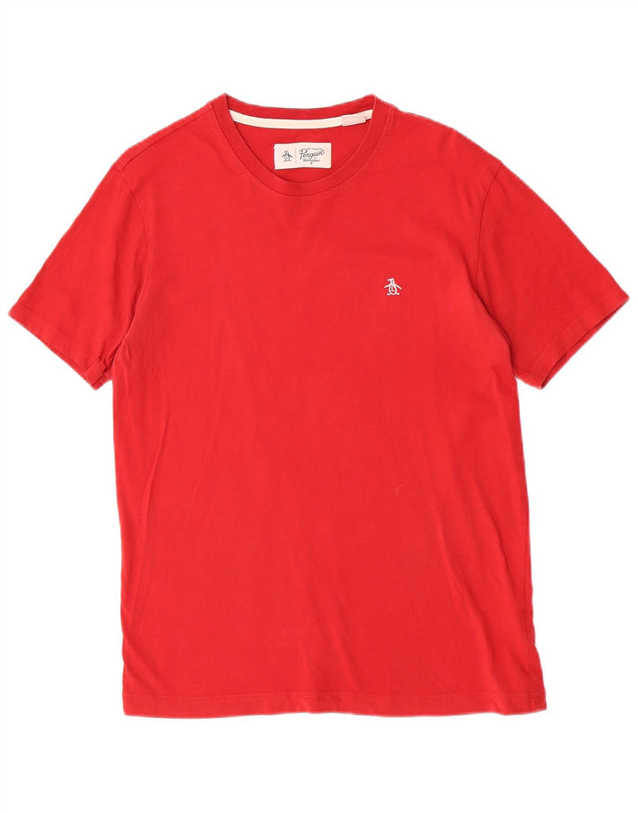 Penguin Herren T-Shirt Top Small aus roter Baumwolle