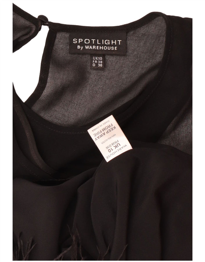 Warehouse Ärmelloses Charleston-Kleid für Damen, UK 10, Größe S, Schwarz, Polyester