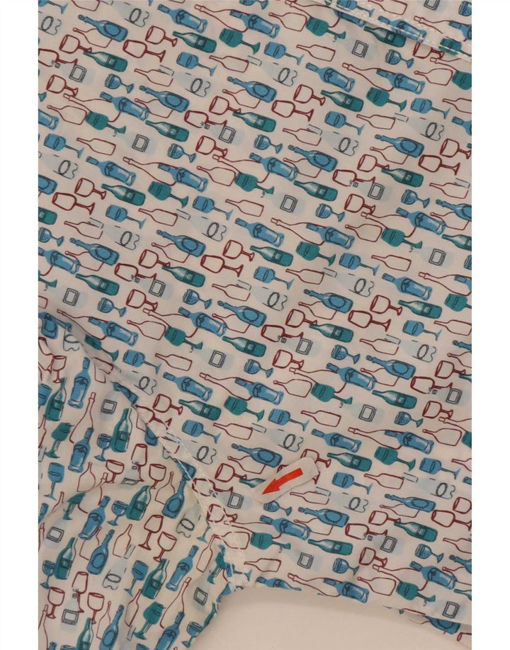 White Stuff Herren Slim Fit Hemd mit abstraktem Muster, Größe S, Blau, Baumwolle