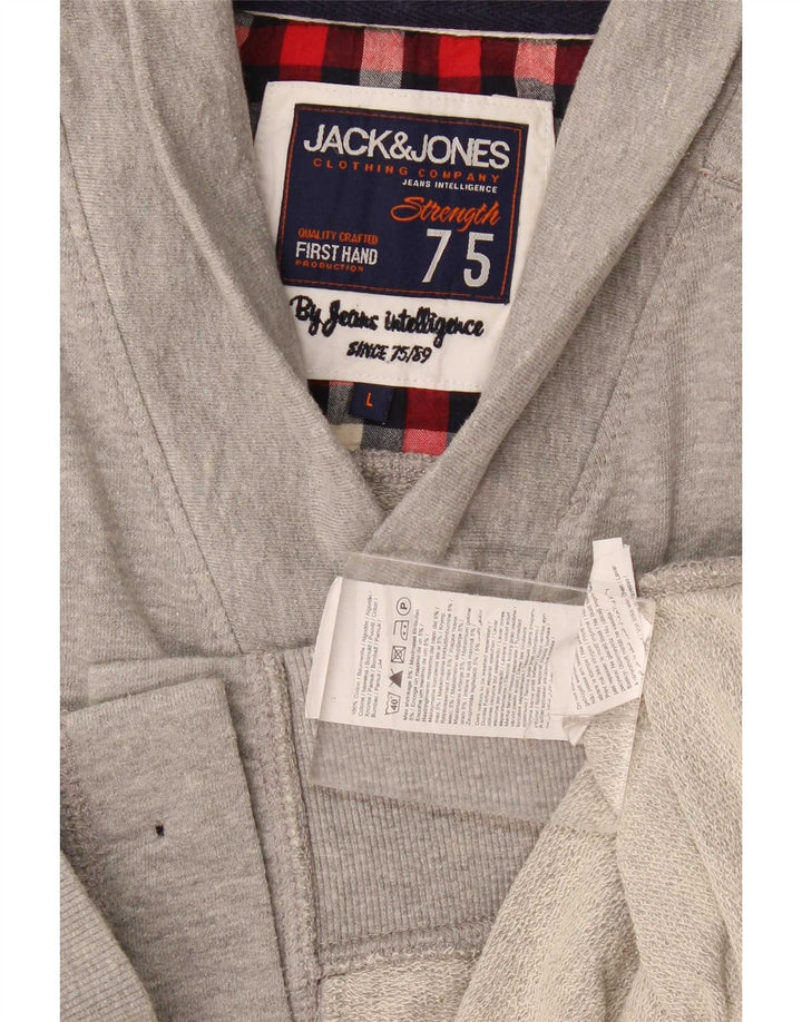 Jack & Jones Herren-Strickjacke, groß, graue Baumwolle
