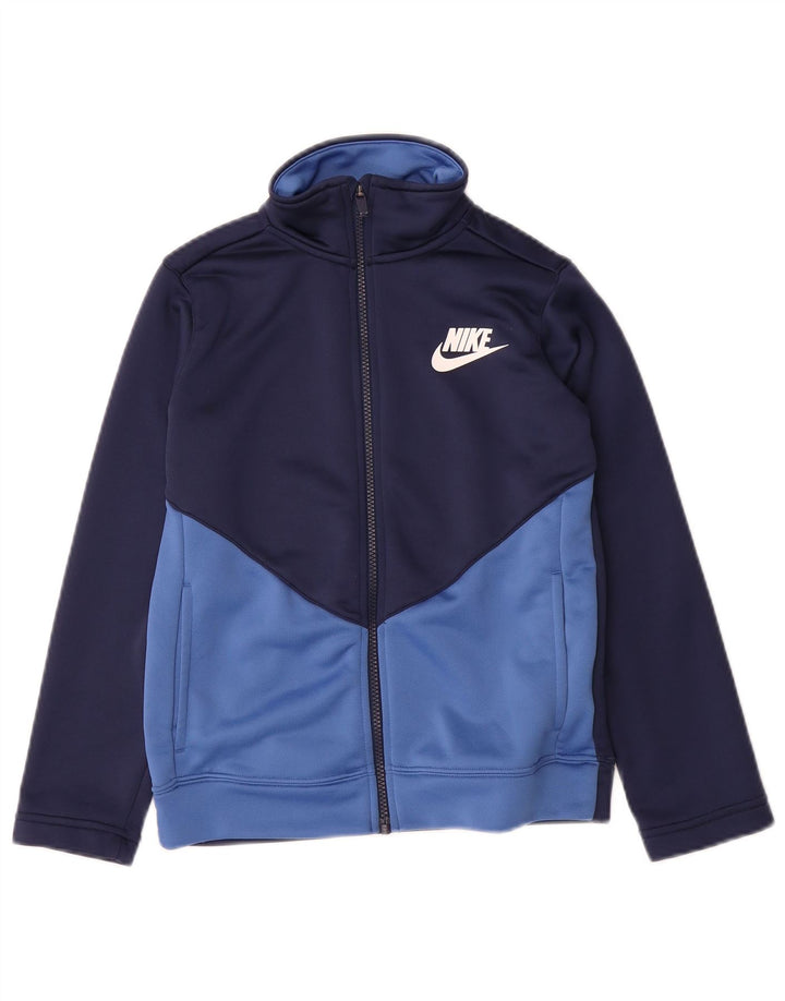 NIKE Jungen-Trainingsanzug-Top-Jacke, 8–9 Jahre, Größe S, Marineblau, Farbblock