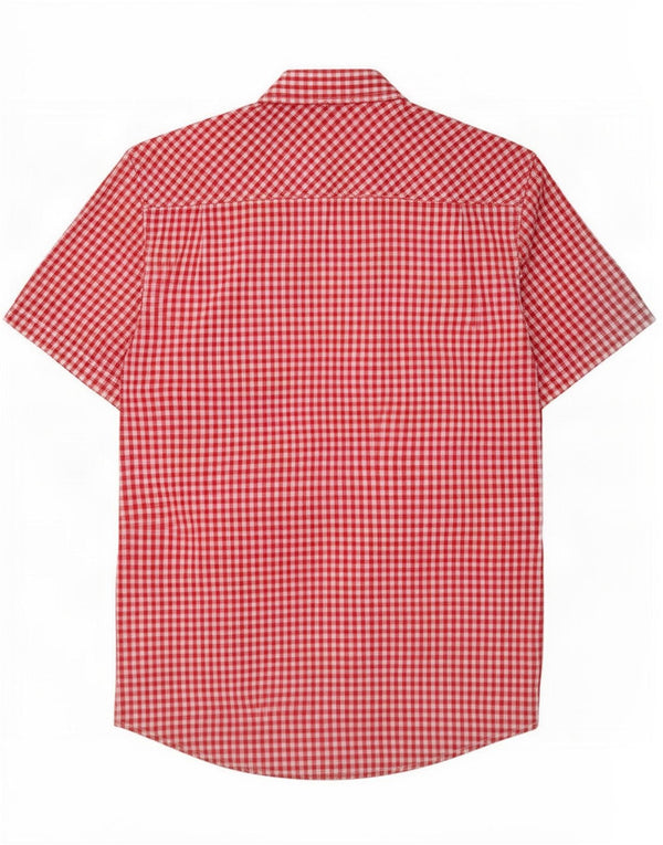 Ben Sherman Mens Heritage Short Sleeve Shirt Large Red Gingham Cotton