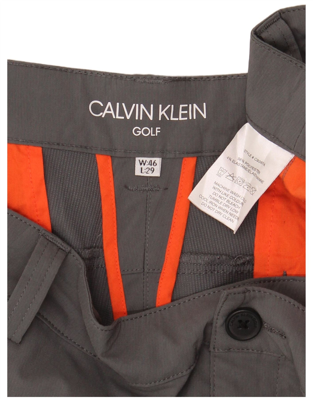 Calvin Klein Herren Golf Straight Chino Hose W46 L29 Grau Polyester