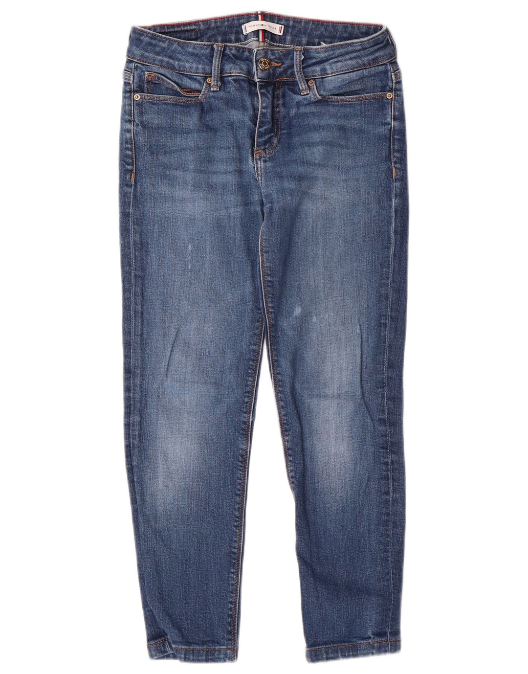 TOMMY HILFIGER Röhrenjeans für Mädchen, 7–8 Jahre, W24, L23, blaue Baumwolle