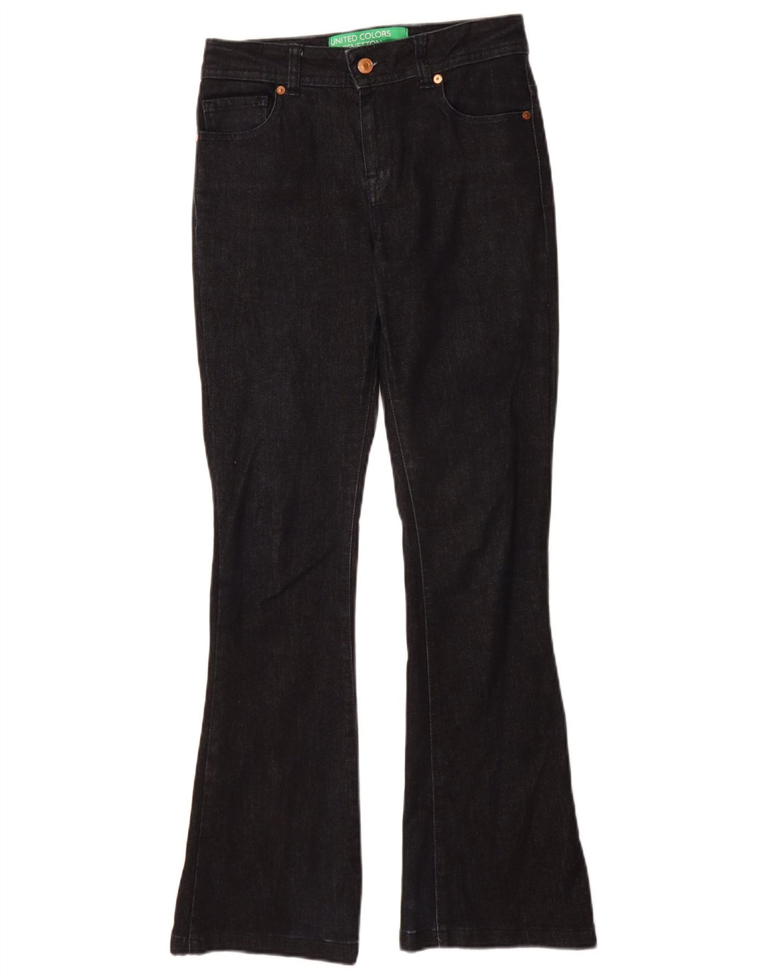 Benetton Damen Bootcut Jeans W27 L30 Marineblaue Baumwolle