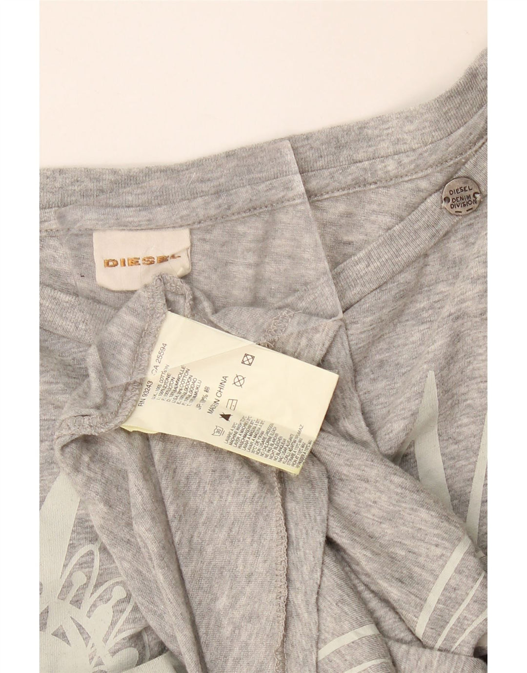 Diesel Übergroßes Grafik-T-Shirt für Damen, UK 14, mittelgraue Baumwolle