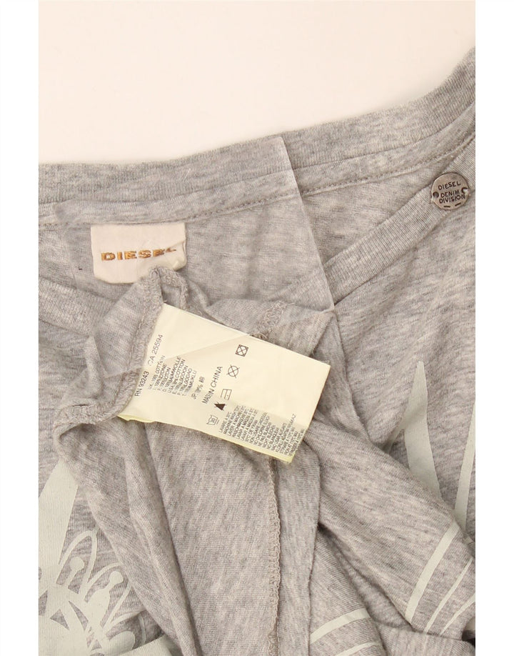 Diesel Übergroßes Grafik-T-Shirt für Damen, UK 14, mittelgraue Baumwolle