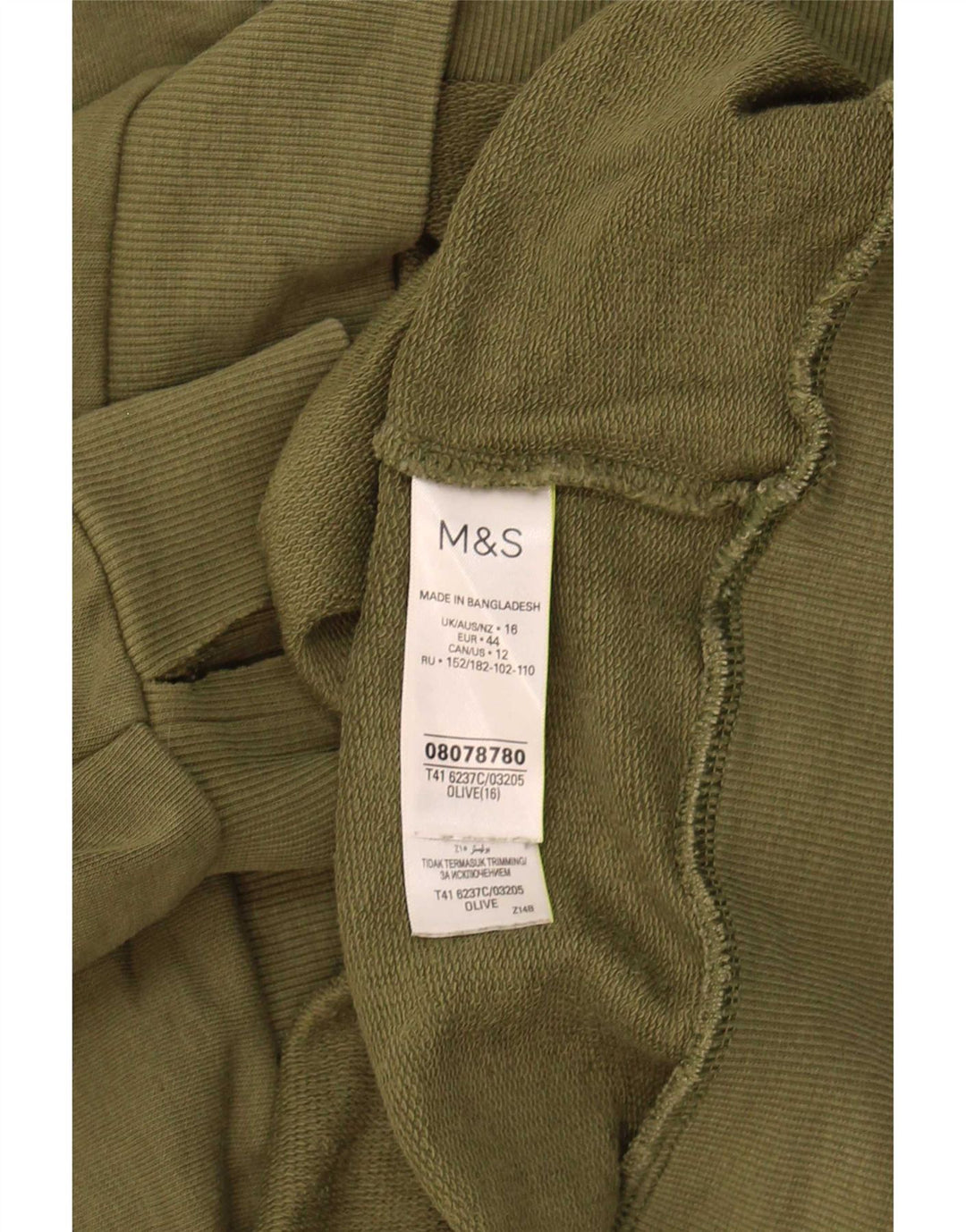 Marks & Spencer Damen Sweatshirt Pullover UK 16 Large Khaki Baumwolle