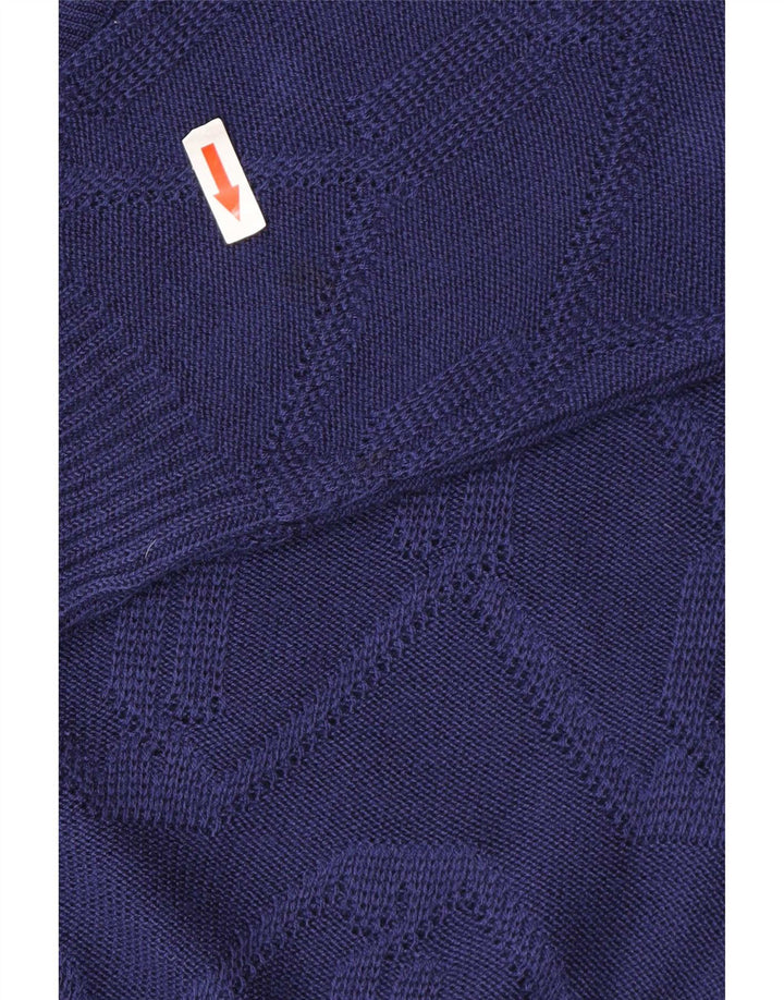 Vintage Damen Cardigan Pullover EU 38/40 Mittelblaues Chevron Polyacryl