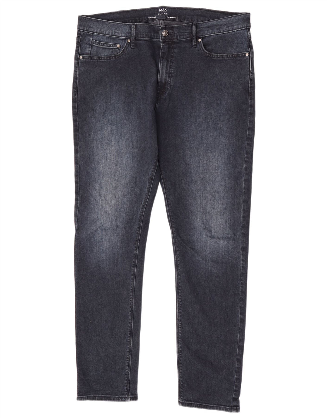 Marks & Spencer Herren Slim Jeans W36 L33 Marineblaue Baumwolle