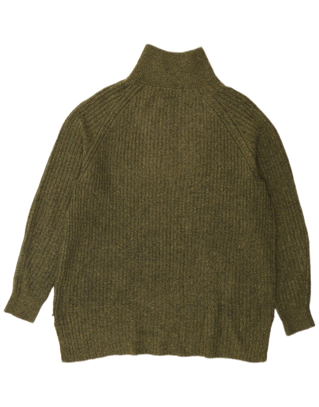 Marks & Spencer Herren-Pullover mit Reißverschluss am Hals, groß, grünes Acryl