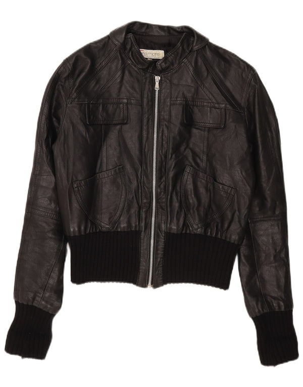 Bata and More Damen Crop Lederjacke IT 46 Large Schwarz