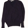 ZARA Damen Crop V-Ausschnitt Pullover Pullover UK 12 Medium Marineblau