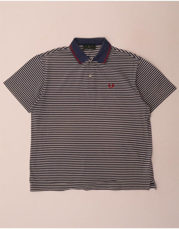 Fred Perry Herren-Poloshirt XL, marineblau, gestreift, Baumwolle