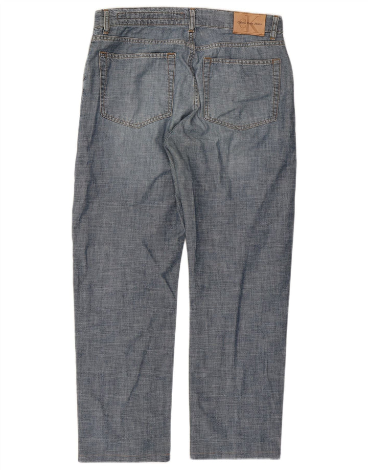 Calvin Klein Damen Straight Jeans W32 L27 Blaue Baumwolle
