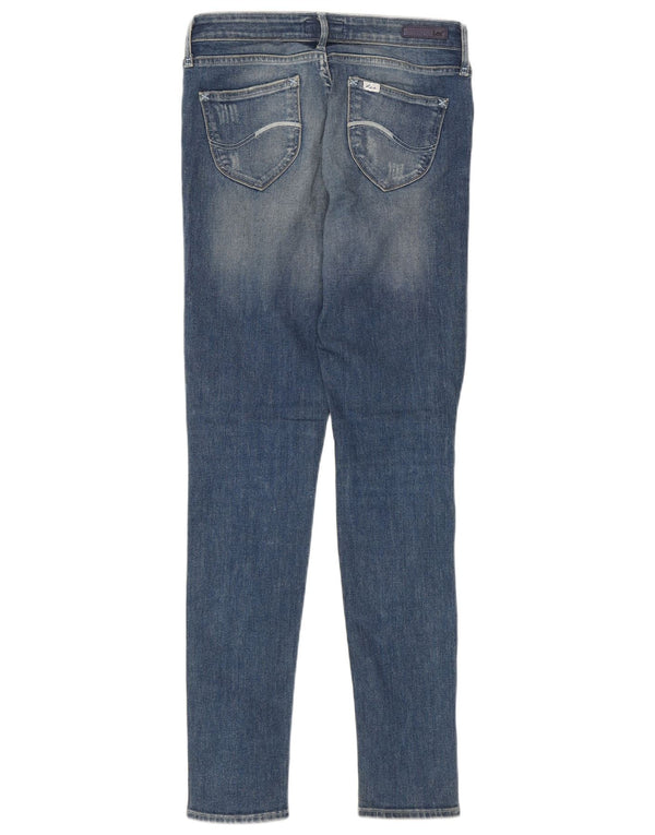 Lee Damen Distressed Skinny Jeans W28 L30 Blaue Baumwolle