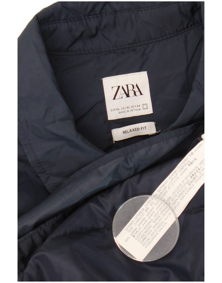 Zara Herren Windjacke UK 42 XL Marineblau Polyester