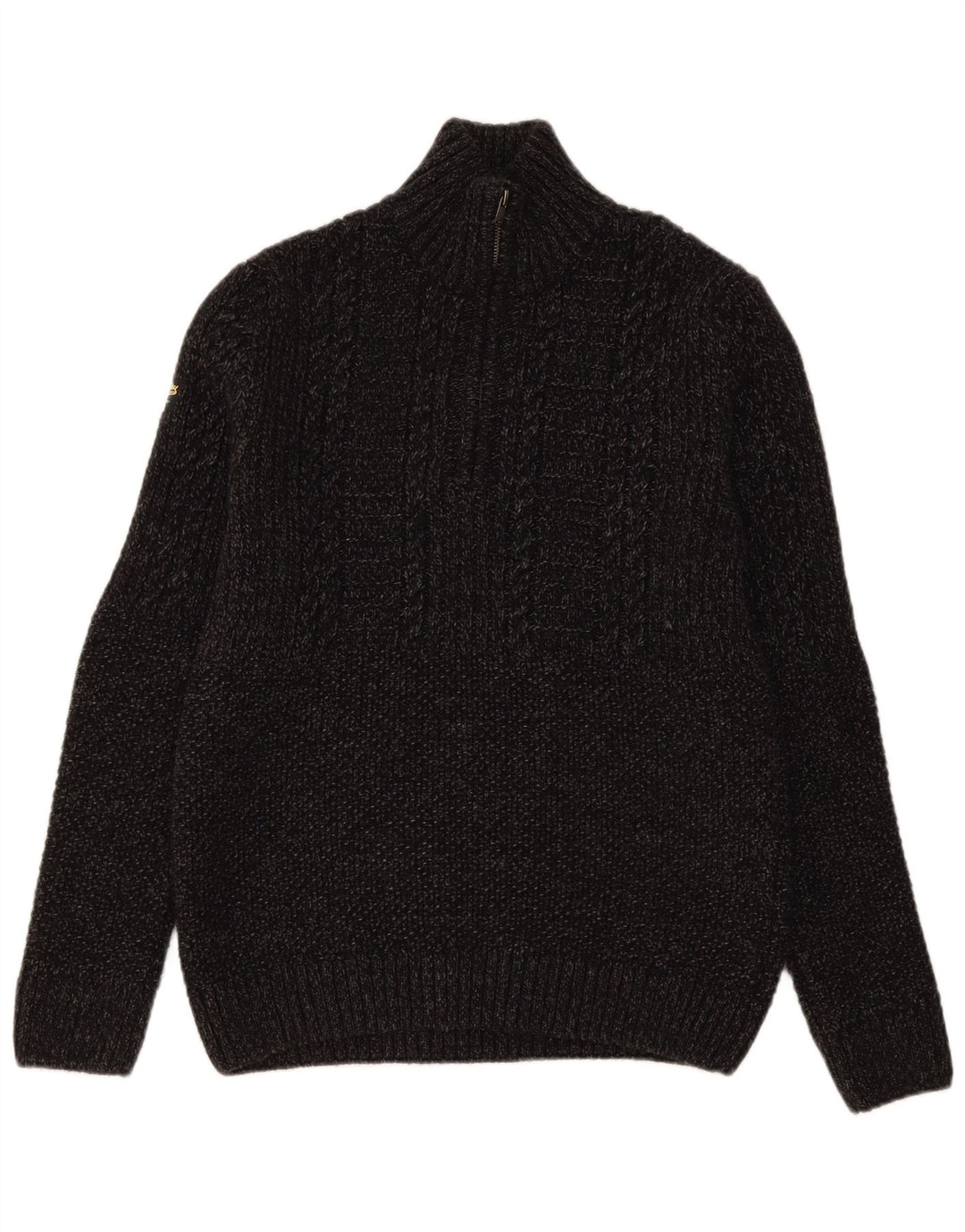 Superdry Herren-Pullover mit Reißverschluss am Hals, Mittelgrau geflecktes Acryl