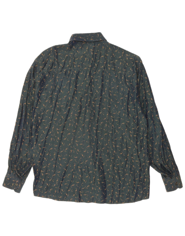 YASHI YAMAMURI Mens Shirt Medium Green Floral Acetate