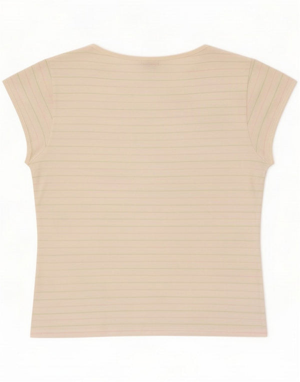 Vintage Damen Grafik T-Shirt Top IT 46 Large Weiß gestreift