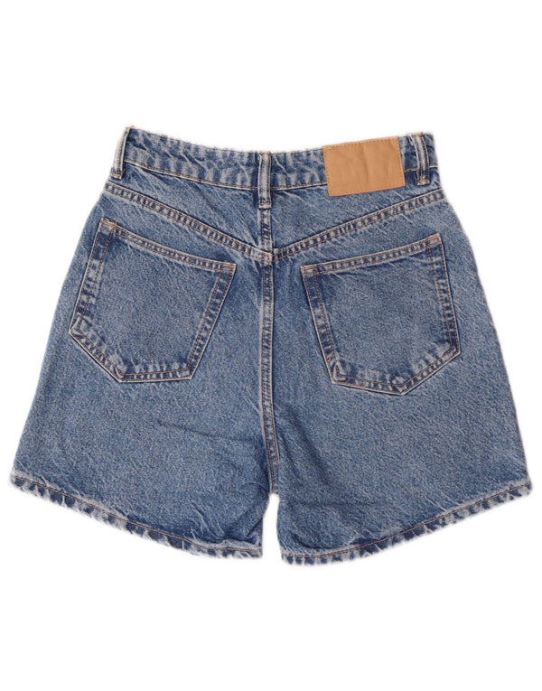 Zara Damen Jeansshorts mit hoher Taille, EU 34, 2XS, W24, Blau, Baumwolle, klassisch