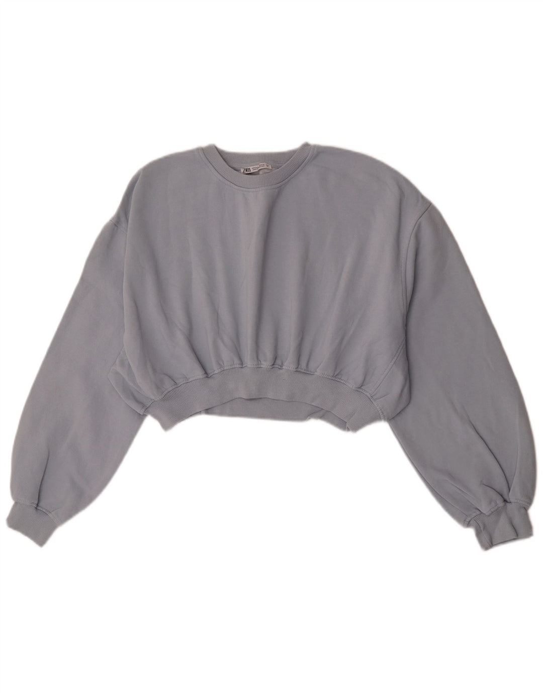 Zara Damen Crop Sweatshirt Pullover UK 14 Mittelgraue Baumwolle