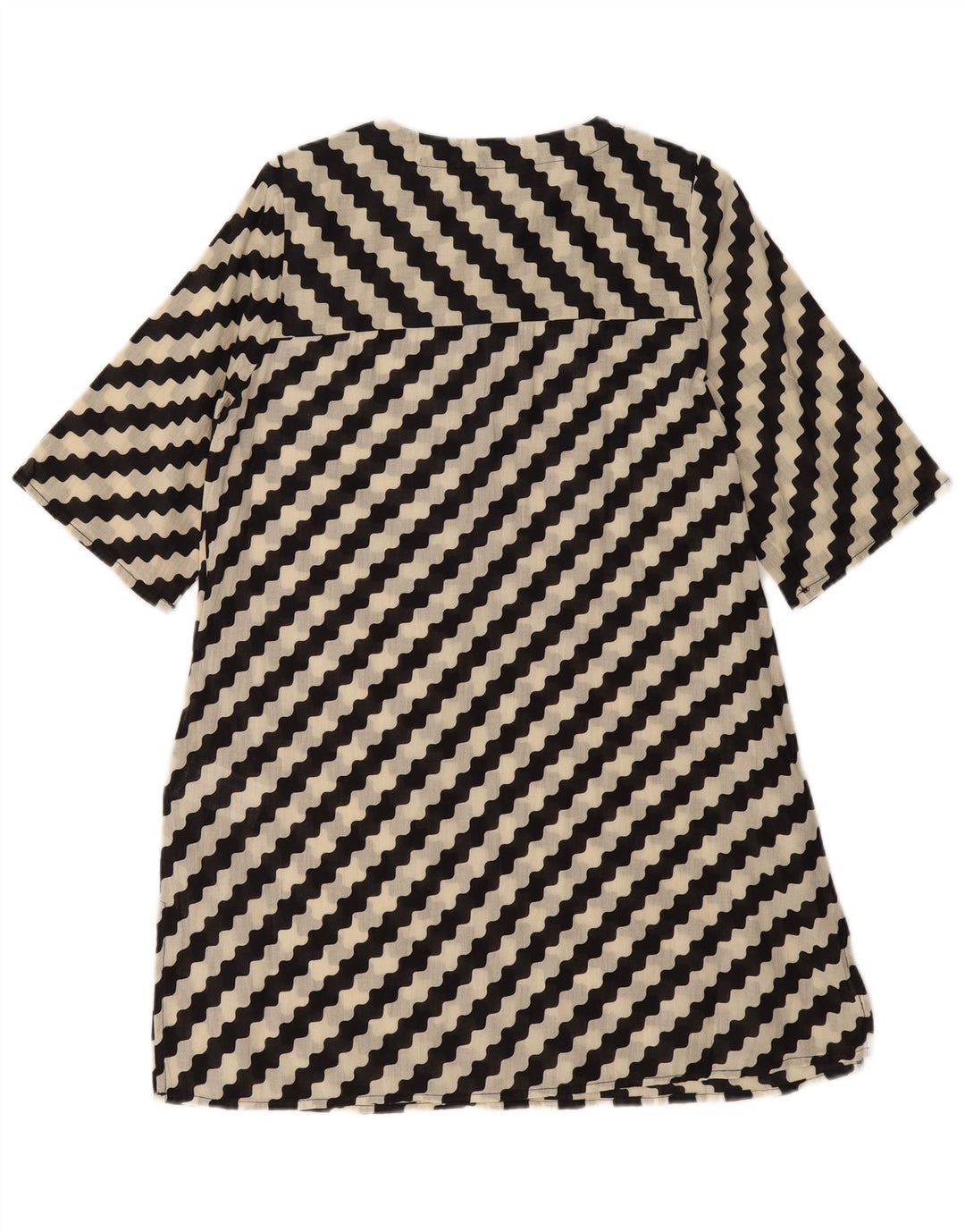 COMPANIA FANTASTICA Damen A-Linien-Kleid UK 14 Mittelschwarz gestreift aus Baumwolle