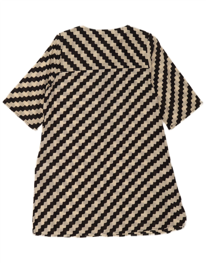 COMPANIA FANTASTICA Damen A-Linien-Kleid UK 14 Mittelschwarz gestreift aus Baumwolle