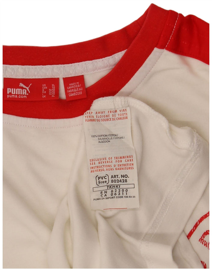 PUMA Herren Grafik T-Shirt Top XL Weiß Colourblock Baumwolle