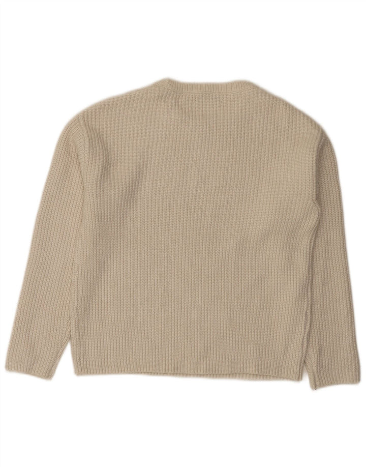 Marks & Spencer Herren-Pullover mit Rundhalsausschnitt, Größe S, cremefarbenes Polyester