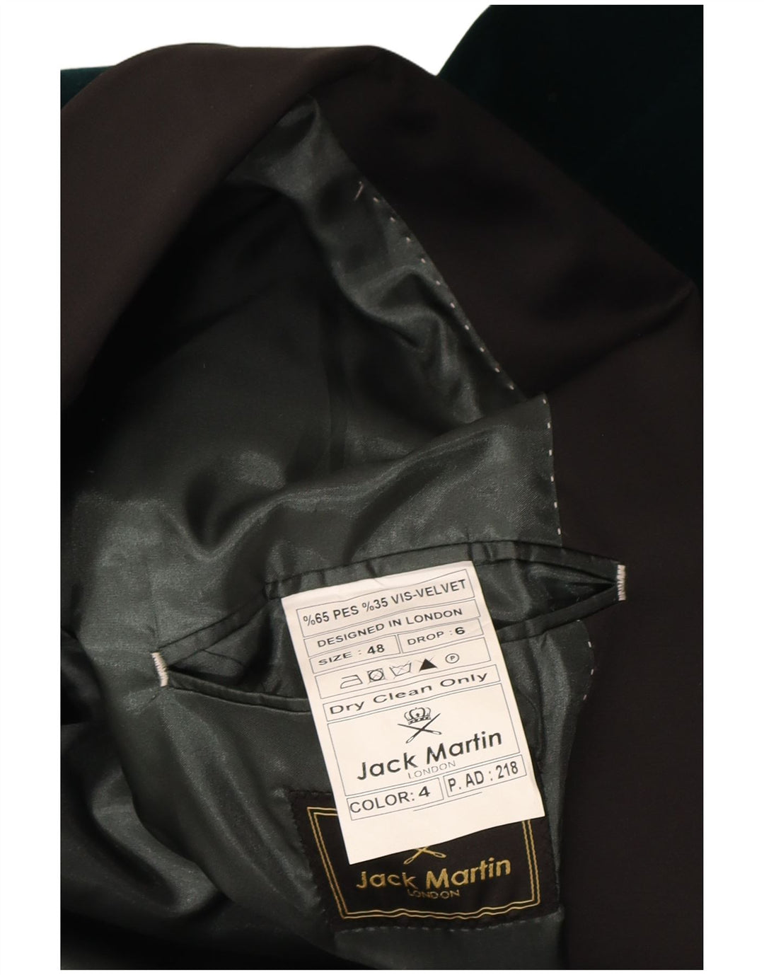 Jack Martin Herren 1-Knopf-Samt-Blazerjacke IT 48 Mittelgrünes Polyester