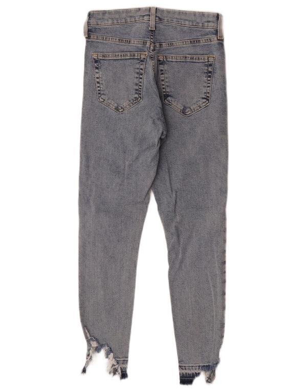 Topshop Damen Jamie Distressed Crop Skinny Jeans W26 L24 Blaue Baumwolle
