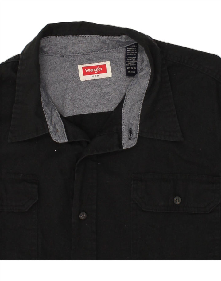 WRANGLER Herrenhemd 2XL Schwarz Baumwolle