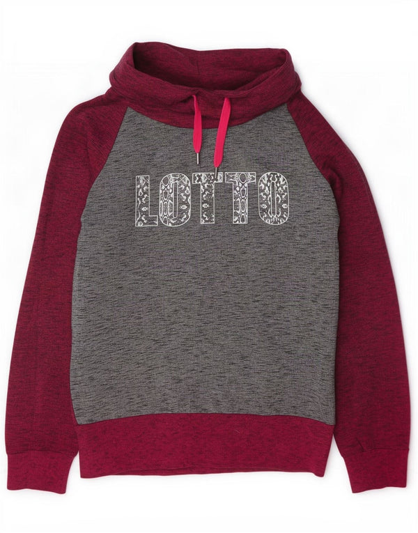 Lotto Grafik-Sweatshirt für Damen, Gr. 14, mittleres Burgunderrot, Farbblock